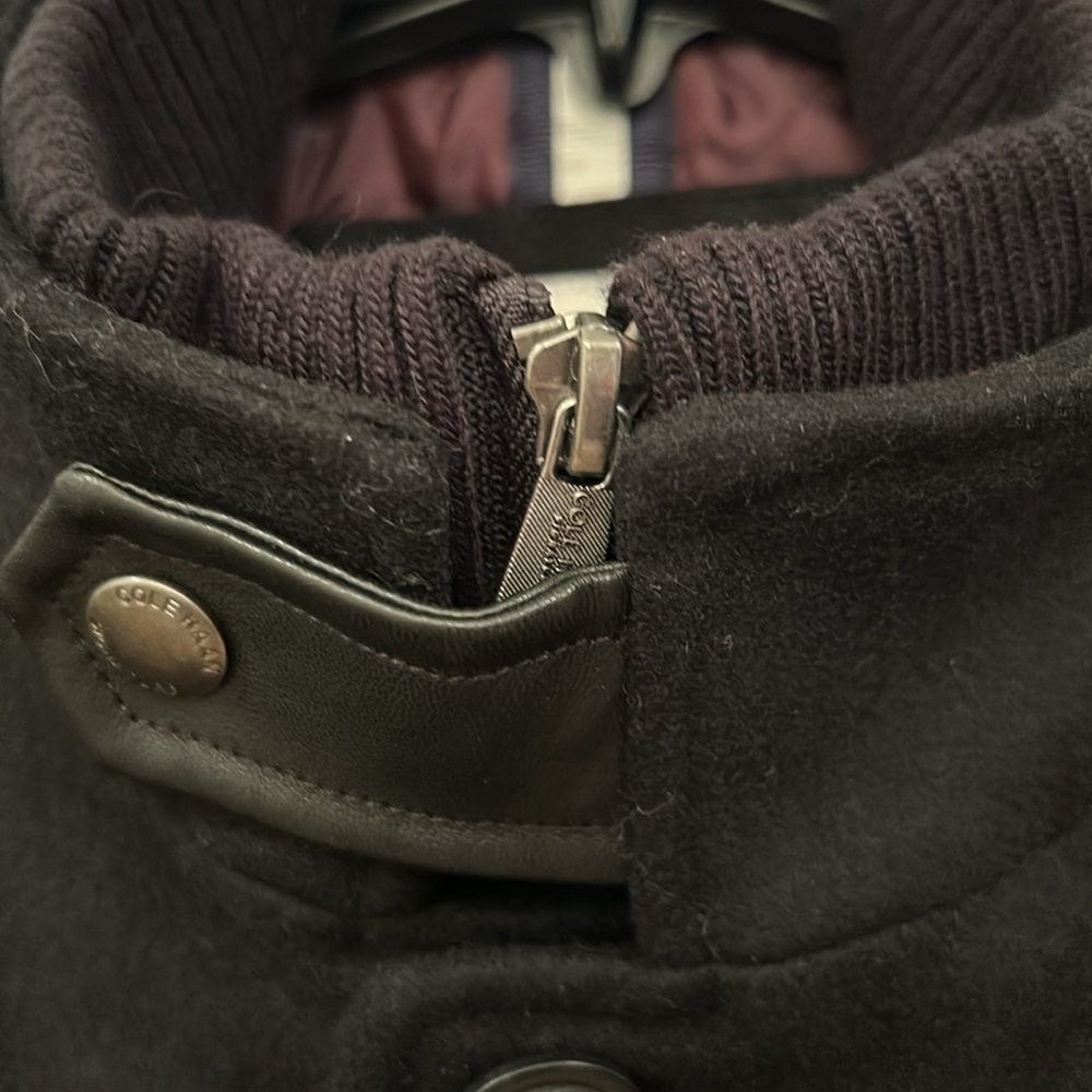 NWT COLE HAAN Men's Melton Jacket / Peacoat in black, sz Medium - Picture 3 of 12